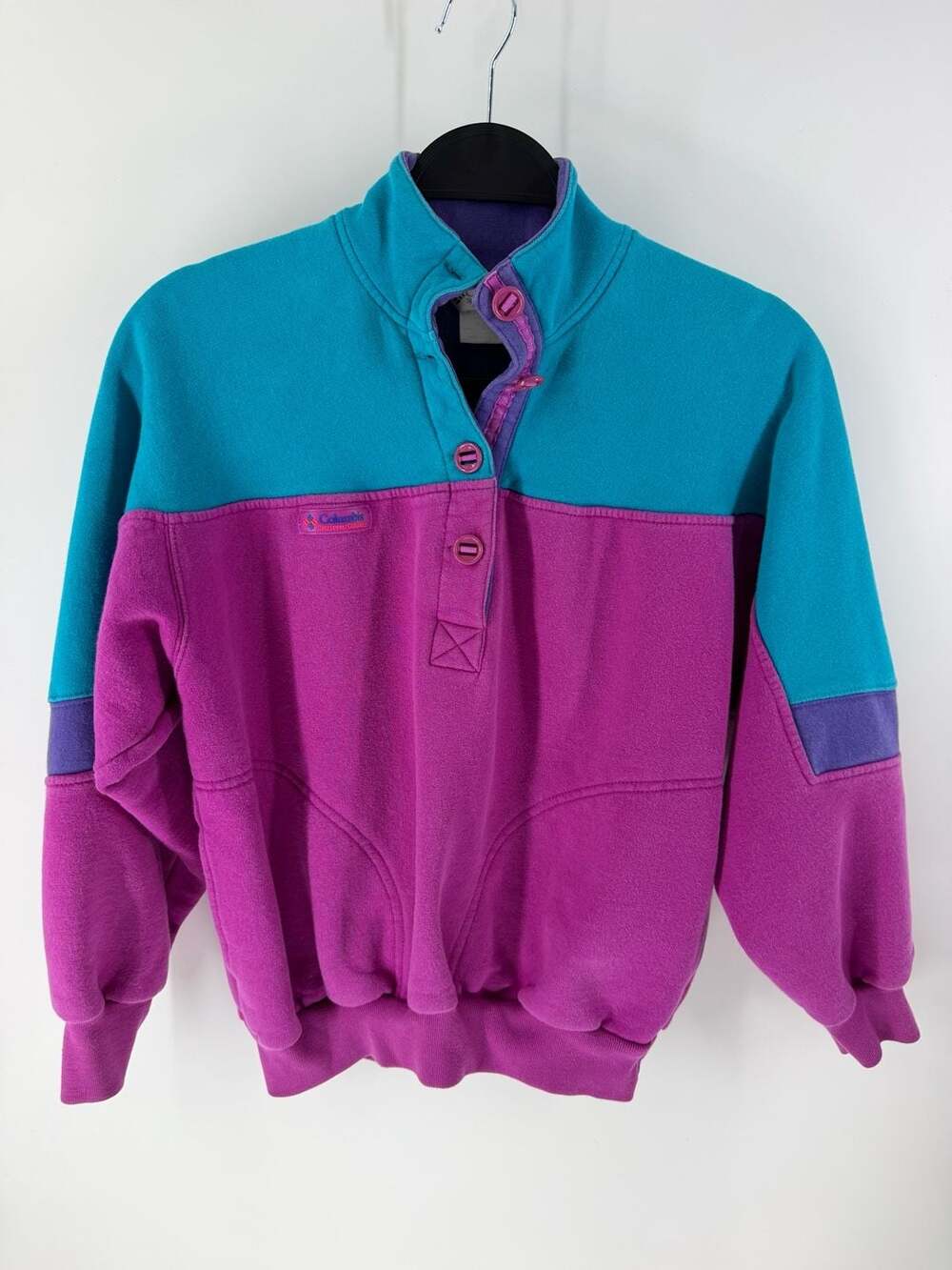 Vintage Columbia Sportswear Colorblock Fleece Pullover Women’s Small 90s Purple